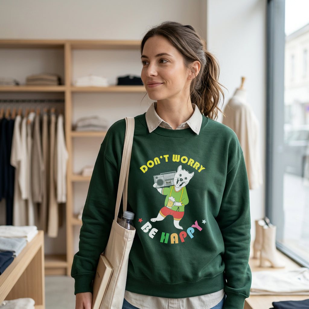 Sweatshirt Unisex Organic _ Don't Worry Be Happy 1